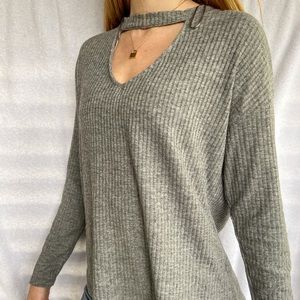 Gray sweater with cut out